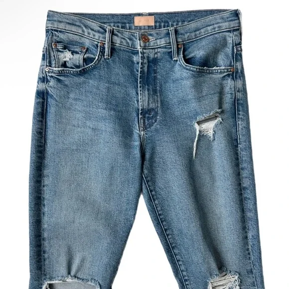 Mother The Insider Ankle Mid Rise Flare Jean Bloom And Doom Distressed Size 29 - Picture 3 of 8